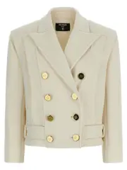 [Balmain] Balmain-Double-Breasted Coat Trench E Impermeabili Bianco-Donna 34FR