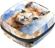 Sanitary Napkin Storage Bag,Period Bag,Pad Bag,Funny Animal Art Painting Llama,Period Pouch