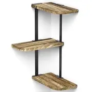 Love-KANKEI Corner Shelf Wall Mount of 3 Tier Rustic Wood Floating Shelves for