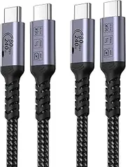 SUMPK USB C to USB C Cable 80Gbps 3.3ft 2 Packs, 240W USB 4 Cable, Gen 4 Data Cables, 16K HDR Video Monitor Compatible with Thunderbolt 5, iPhone 16 Pro Max, iPhone 15/15Plus, MacBook, iPad, eGPU