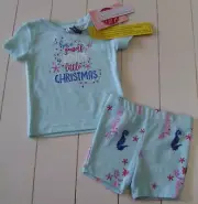 Jaclyn Intimates 2 Pc Have Yourself a Sandy Little Christmas Shorts Pajamas 12M