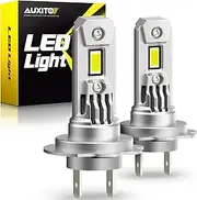 [AUXITO] Upgraded H7 LED Light Bulbs Headlight, 350% Brighter, 6500K White, 1:1 Mini Size No Adapter Required, Non-Polarity H7 High Low Beam or Fog Light Bulb with Fan, Plug and Play, Pack of 2