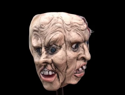 TWO HEADED MONSTER MASK. LATEX . ADULT SIZE.