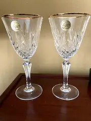 Cristal D'Arques Garanti France Crystal Set of 2 Stemware, Gold Rimmed Glasses