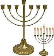 Gold Metal Menorah - 9 Menorahs Anti-Fade Candlestick Holder | Candle Holder Fits Standard Hanukkah Candles Giftt for Hanukkah Celebration, Multi-Head Candle Cup Home Decoration Retro Candle Holder