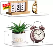 9 Inch Clear Acrylic Floating Shelf No Drill Adhesive Wall Shelf Set of 2 for