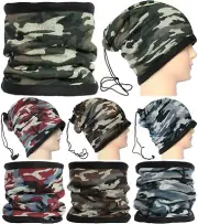 Army Fleece Cap Neck Gaiters Half Face Mask Hat Slouchy Beanie