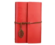 1Pc 80 Sheets Vintage Loose Leaf Diary Journal Blank Notebook School Stationery-L Red