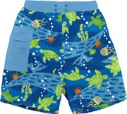 Green Sprouts - Board Shorts with Built-in Reusable Absorbent Swim Diaper - Royal Blue Turtle Journey