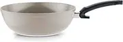 [Fissler] Ceratal Comfort Ceramic 12 Inch Non-Stick Wok, Warm Grey, Made without PFAS