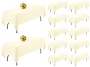 12 Pack Tablecloth Beige Rectangle Polyester Tablecloth for 6 Foot Table, Wri...