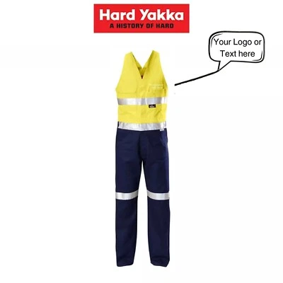Hard Yakka 4 Pack Personalised Work Action Overalls Logo Embroidery Print Y01055