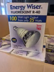 Fluorescent Light Bulb R-40 25W 100 w output Energy Wiser CF25R40/DL reflector
