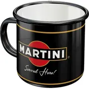 Nostalgic-Art 360ml Enamel Mug Martini Served Here Coffee/Tea Drink Cup Black