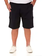 DBK Navy Elastic Waist Stretch Cargo Shorts