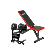 2x Powertrain 24kg Adjustable Dumbbells w/ Stand Exercise Bench Gold