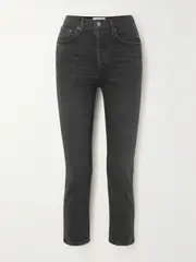 [AGOLDE] AGOLDE - Riley Cropped High-rise Straight-leg Jeans - Black - 32 32 Black