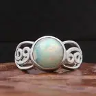 Natural Ethiopian Opal Sterling Silver Ring Unisex Jewelry Size - 10