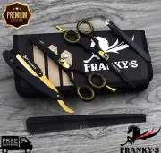 Franky Black Gold Hairdressing Scissors Barber Cutting Thinning 5.5 Inch set/kit