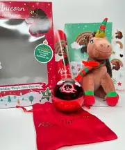 Afro Unicorn Holiday Plush Set Christmas Family Tradition - NIB