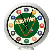 Pool Room Rack Green, White Non-Lighted Gas Pump Globe Advertising Quartz Clock
