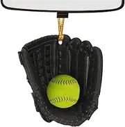 Softball Ornaments | 2D Acrylic Unique Baseball Ornament | Sports Fan Softball Player Decoration, Christmas Tree Ornament for Window Wall