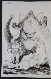 KING GODZILLA, APOCALYPSE pencil & ink original 11x17 size by Marco Carrillo ART