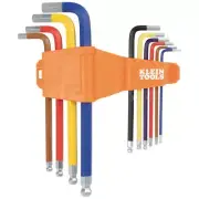 Klein Tools CBLS10 Powder Coated Long Ball-End Hex Key Set, SAE, 10-Piece