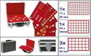 Coin case ALU Safe 269-9-5 Black Red 5 Tableaux Mix for 197 Coins To 46mm