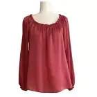 Heidi Daus Women's Mauve Satin Long Sleeve Blouse Top Size XS NWT