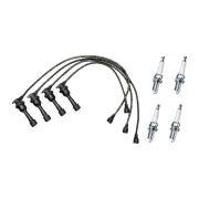 Bosch Leads + 4 x Denso Iridium Power Spark Plugs for Mitsubishi Galant 87 - 92