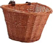 KICHOUSE D Shape Wicker Front Bike Basket for Handmade Rattan Storage Container Detachable Handlebar Wicker Basket Honey Color for Boys and Capacity for Phone