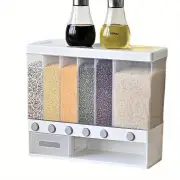 NNEOBA 1pc Wall-Mounted Multi-Grid Food Dispenser - Large Capacity Rice Bucket