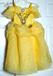 Disney Beauty & Beast Princess Belle Costume Girl's Dress SZ 5-6 Yellow New