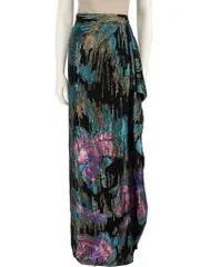 Metallic Pattern Silk Maxi Skirt