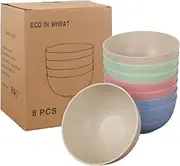 8 Pack 26 Oz Wheat Straw Bowls Reusable Salad Bowls,Durable & Lightweight, Perfect for Home, Parties, Camping, and Outdoor Use Dishwasher Safe (2 Pink, 2 Blue, 2 Green, 2 Beige)