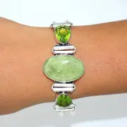 Green Australian Jasper and Peridot stone Silver Bracelet Gift for her