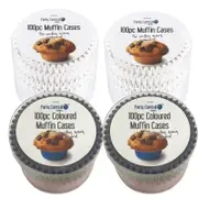 Ozoffer 200pcs Muffin cases medium white & 200pcs coloured Tulip Liners Paper