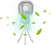 Oimzzr Stroller Fan with ible Tripod Clip on for Baby Display 5000mAh Battery Operated Oscillating Clip Fan with Night Light 3 s Rechargeable Handheld Desk Cooling Fan for Car Seat White with Shaking