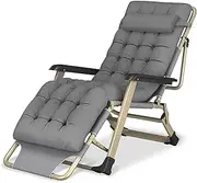 Reclining Chair Folding Zero Gravity Lounge Chair, Deck Chairs Cotton Cushion for Garden Outdoor Patio Sun Loungers Bed Recliner Loading Up to 300kg with Head Pillow FANDIAO