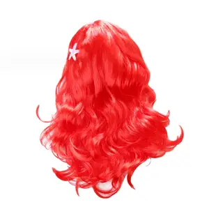 美人魚造型假髮 紅色假髮 萬聖節 假髮 髮飾 人魚公主 cosplay 派對 舞台 表演 道具 女童 童裝 橘魔法 現貨