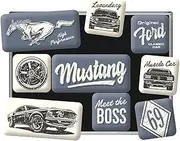 Nostalgic-Art Ford Mustang Retro Fridge Magnets - Boss - Gift Idea for Car Accessories Fans, Magnetic Set for Magnetic Board Vintage Design 9 Pieces
