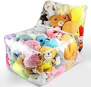 Clear Stuffed Animal Storage, Large Stuffed Animal Bean Bag Chair Cover for Kids, Waterproof PVC Plush Toys Storage Creative Stuffable Zipper Bean Bag for Organizing Bedroom & Nursery