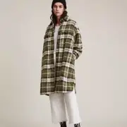 NWT ALLSAINTS Tia Plaid Wool Blend Shirt Jacket Coat Oversized size 2