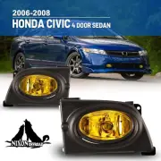 For 2006-2008 Honda Civic 4 Door Sedan Fog Lights Yellow Front Lamps+Switch Kit (for: Honda)
