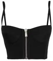 NWT Versace Medusa Zip Black Quilted Cropped Bustier Corset Top Sz 44 US 8 $1675