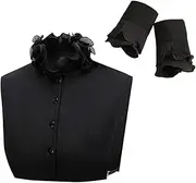 [Eforcase] Women Fake Collar Half Shirts False Collar Detachable Dickey Collar Blouse Half Faux Collar with False Sleeves