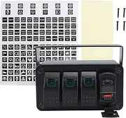 NDNCZDHC 3 Gang Rocker Switch Panel DC12‑24V On Off Toggle Switch with PD Type C and QC3.0 USB Charging Voltmeter for Car Trucks Boats RVs (Green Light)