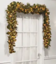 National Tree 9 Foot by 10 Inch Carolina Pine Clear Lights Garland