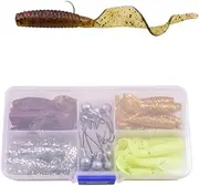LLEIIshen 30pcs/Lot Long Tail Soft Lures Kit Silicone Bait 5.5cm 2.2g Wobblers Artificial Swimbait with Jig Lead Hook Set Carp Bass Tackle/1700